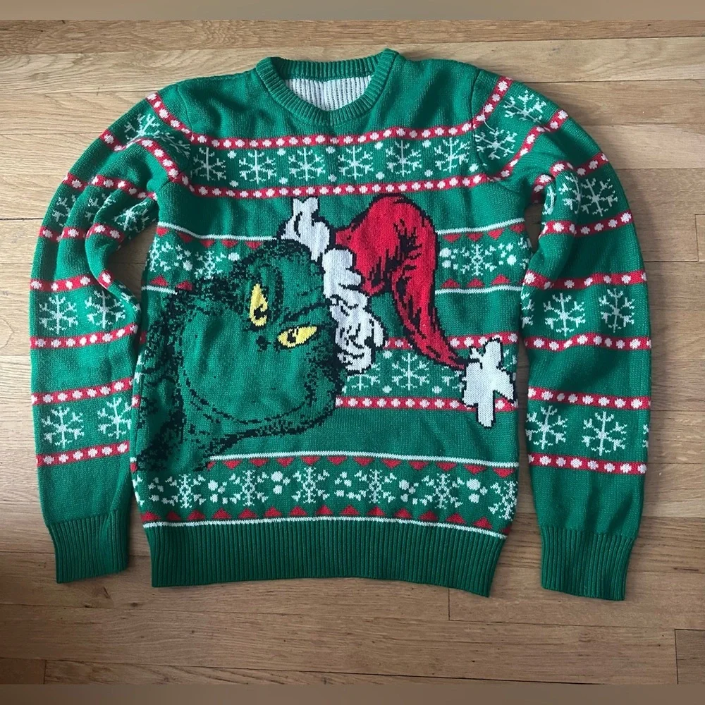 ✨ Grinch Ugly Christmas Sweater Green Knit Holiday Santa Festive‎ ✨